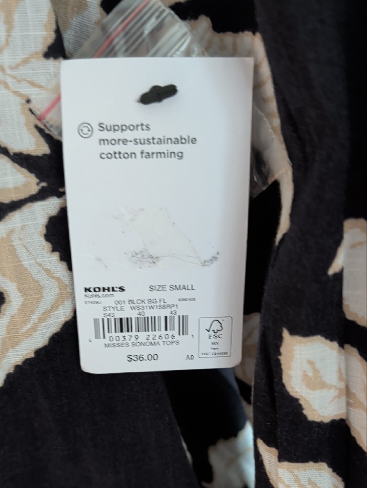 Sonoma Black Blouse With Cream Floral Print — image 4 of 5